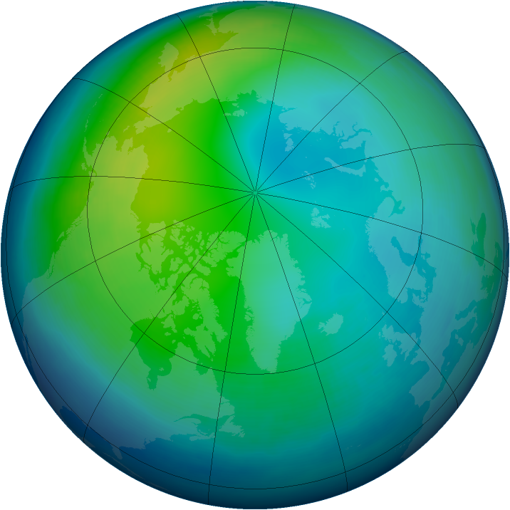 Arctic ozone map for November 1994